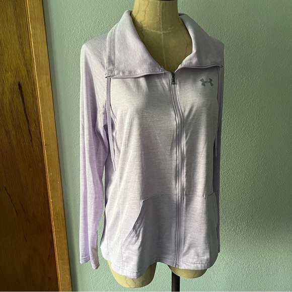 UNDER ARMOUR sz M Light Purple Long Sleeve Zip Up Tech Twist Jacket Funnel Neck - Picture 2 of 9